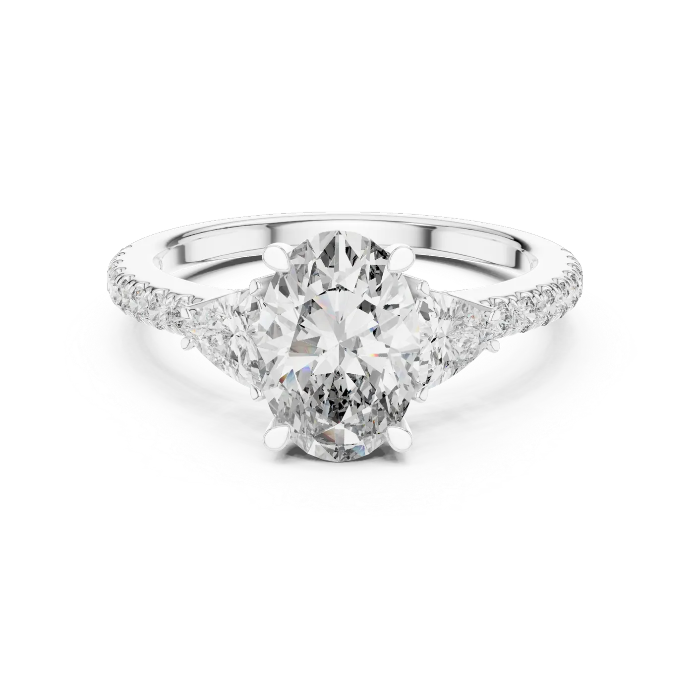 Bague de fiançailles Magnolia 1,60 ct en or blanc 18 carats, diamant ovale, vue 4