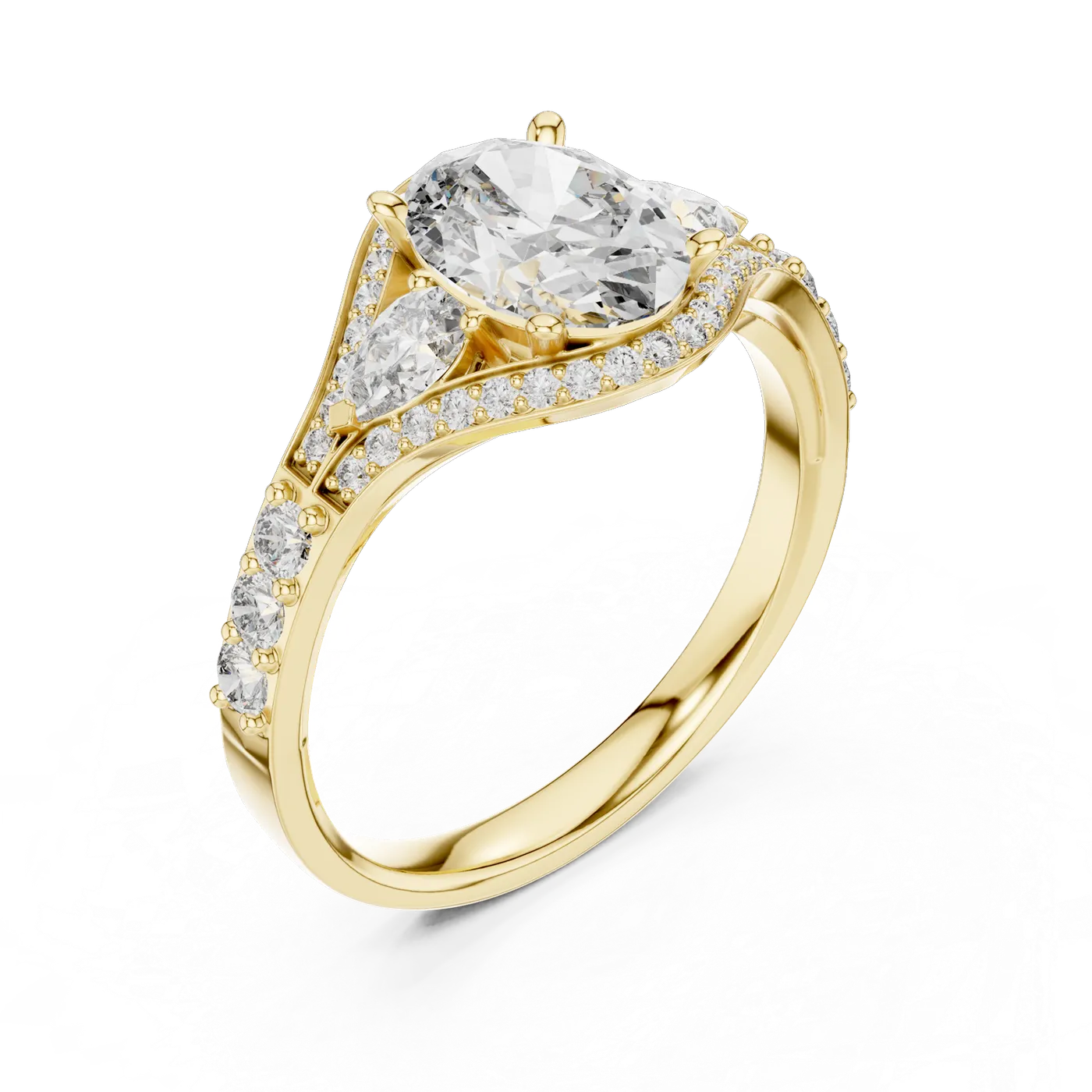 Bague de fiançailles Magnolia 1,14 ct n°3 en or jaune 18 carats, diamant ovale, vue 2