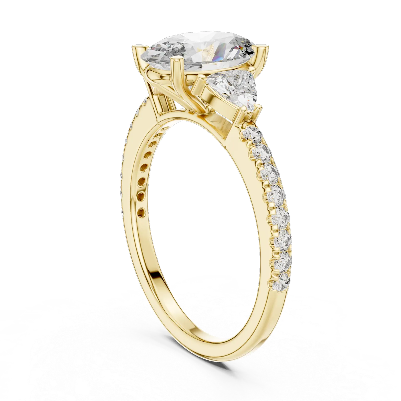 Bague de fiançailles Magnolia 1,60 ct en or jaune 18 carats, diamant ovale, vue 1