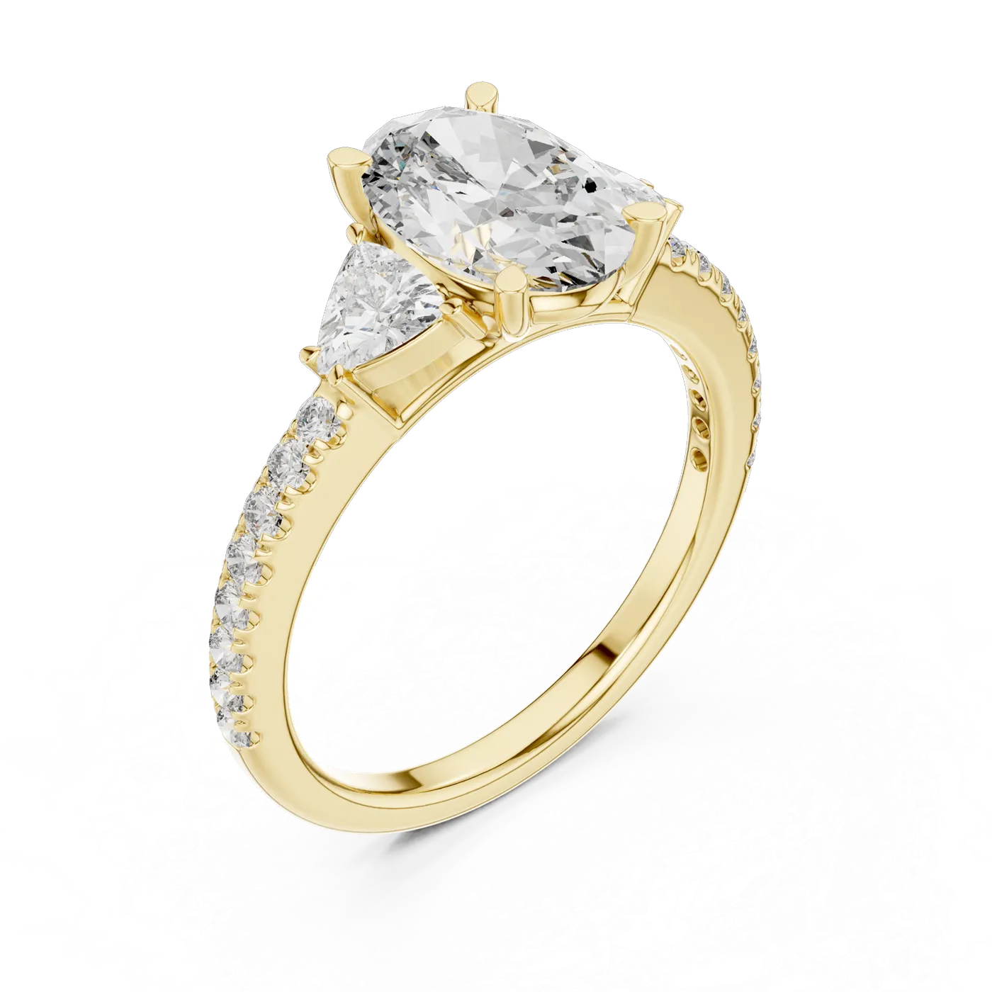 Bague de fiançailles Magnolia 1,60 ct en or jaune 18 carats, diamant ovale, vue 2