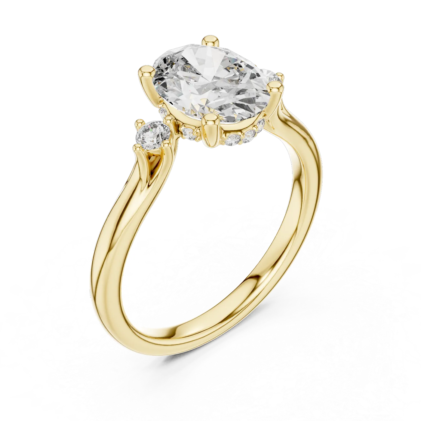 Bague de fiançailles Magnolia 1,76 ct n°3 en or jaune 18 carats, diamant ovale, vue 2