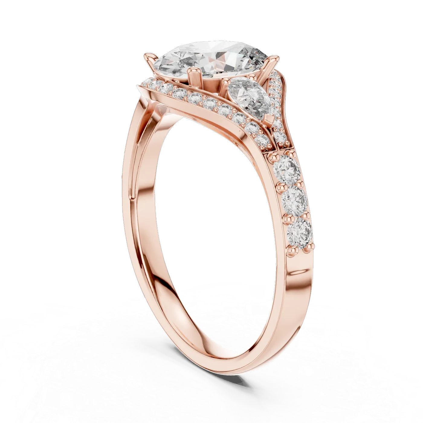 Bague de fiançailles Magnolia 1,14 ct n°3 en or rose 18 carats, diamant ovale, vue 1