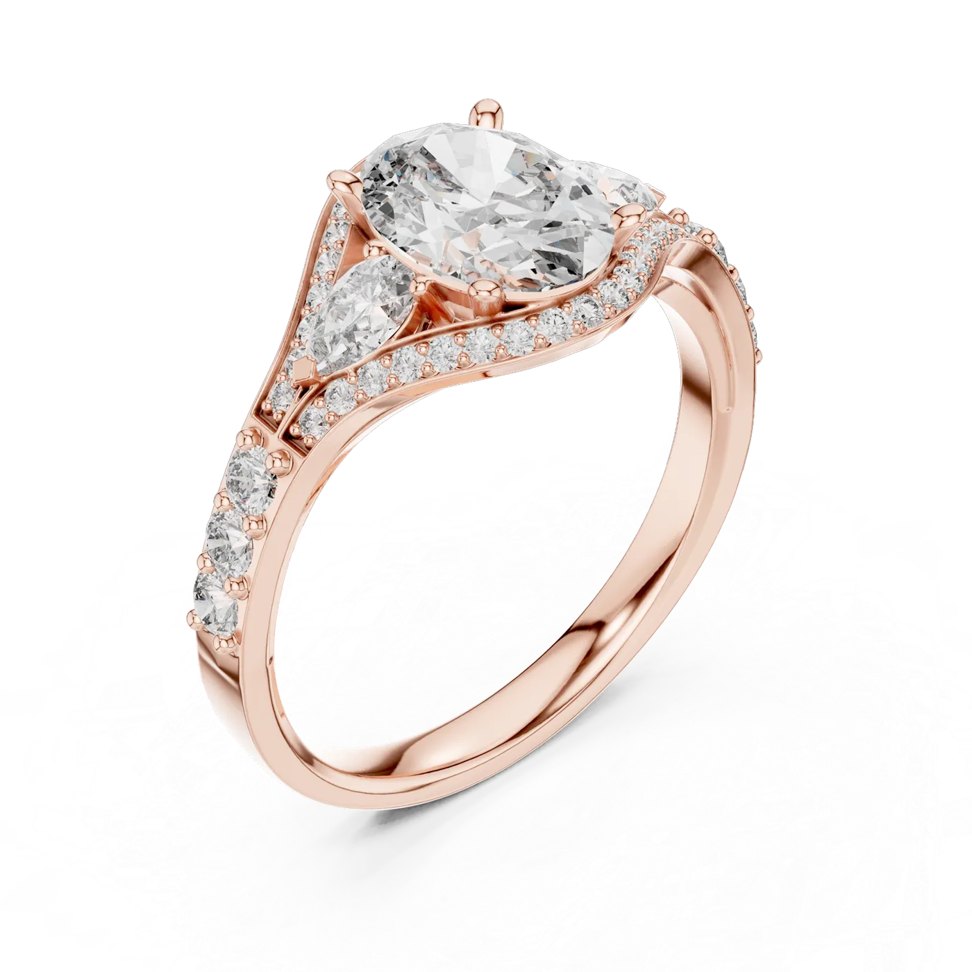 Bague de fiançailles Magnolia 1,14 ct n°3 en or rose 18 carats, diamant ovale, vue 2