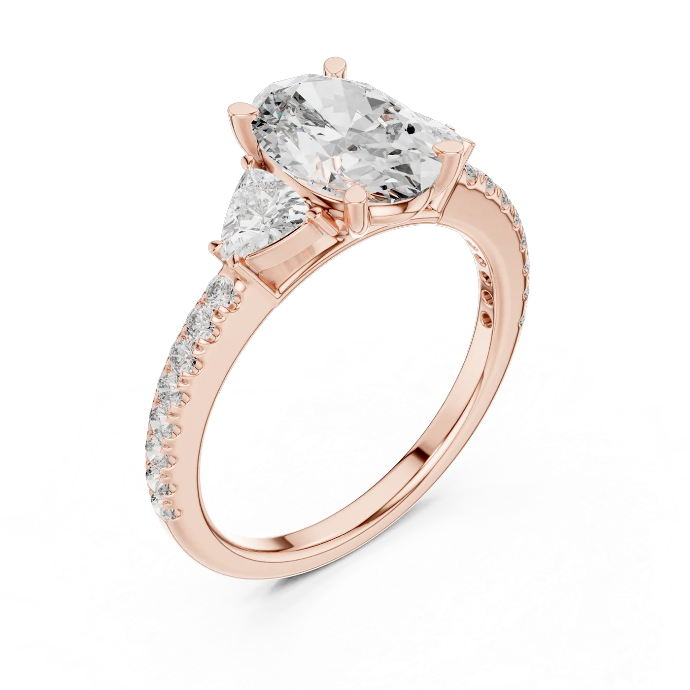 Bague de fiançailles Magnolia 1,60 ct en or rose 18 carats, diamant ovale, vue 2