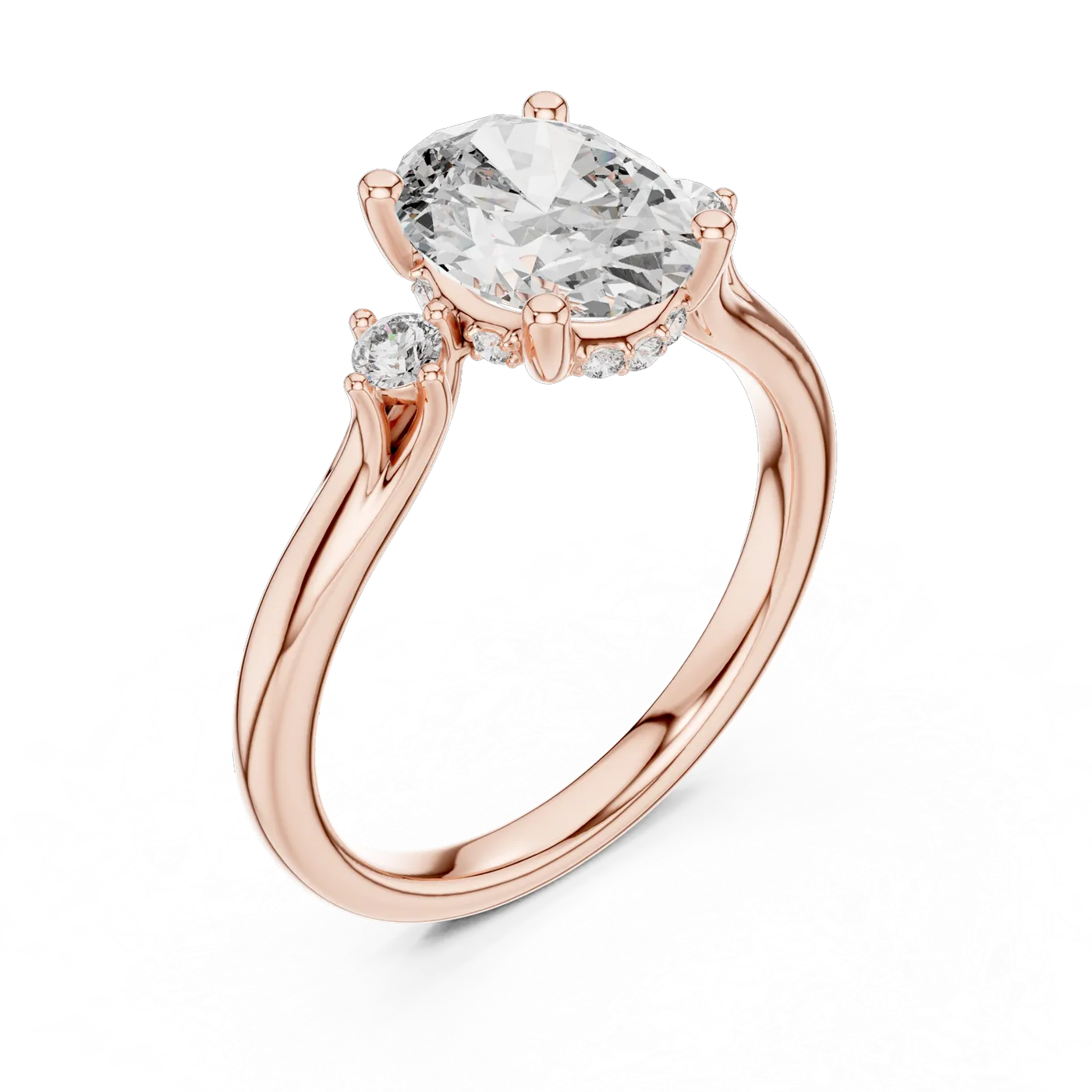 Bague de fiançailles Magnolia 1,76 ct n°3 en or rose 18 carats, diamant ovale, vue 2