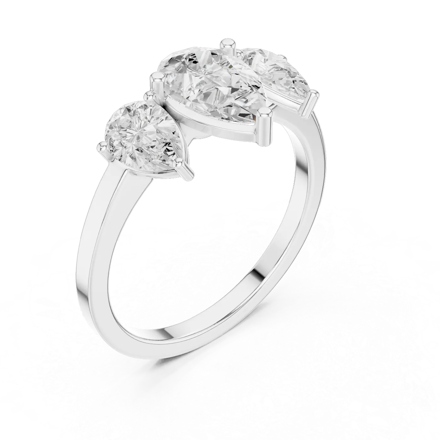 Bague de fiançailles Dahlia 0,99 ct n°2 en or blanc 18 carats, diamant poire, vue 2