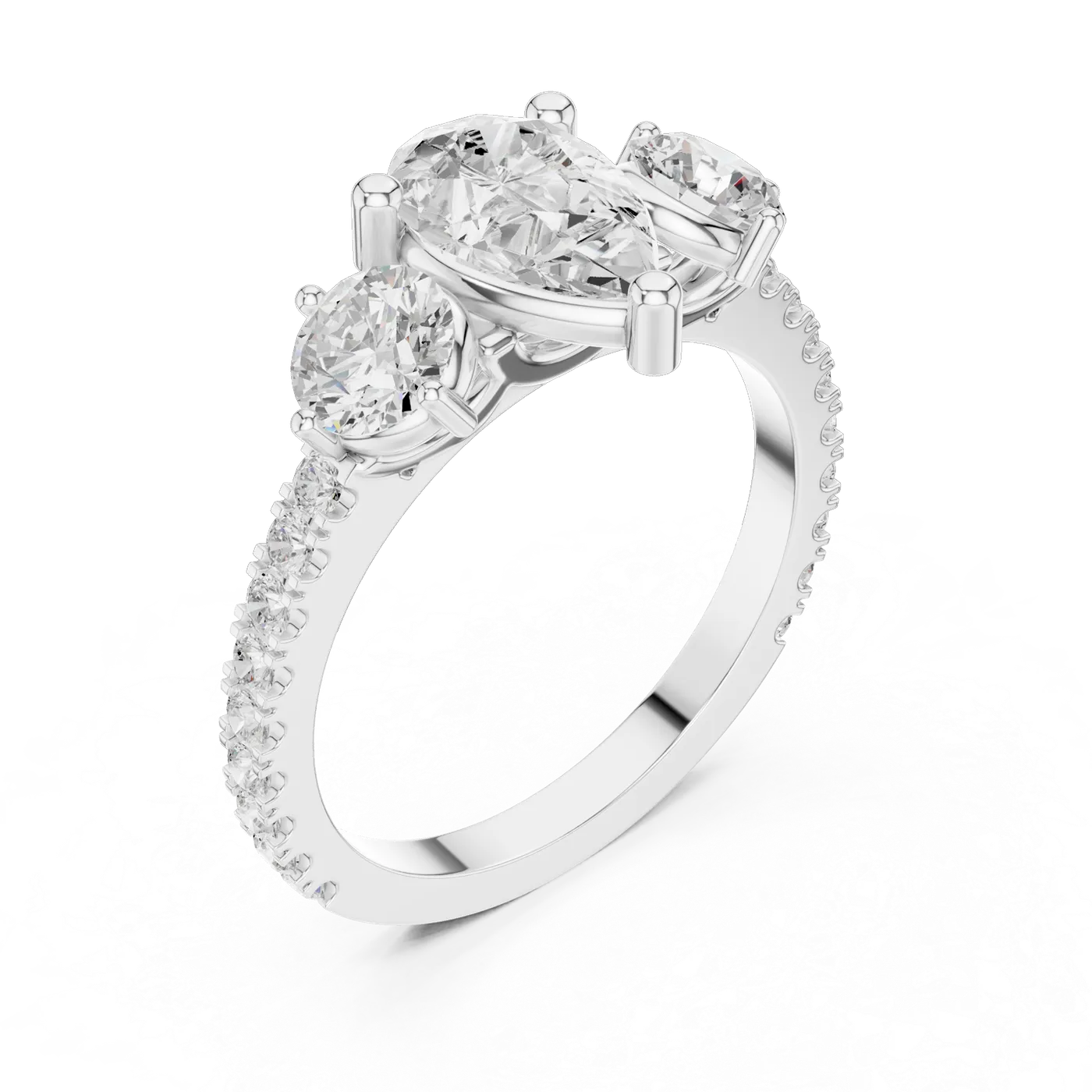 Bague de fiançailles Dahlia 0,99 ct n°3 en or blanc 18 carats, diamant poire, vue 2