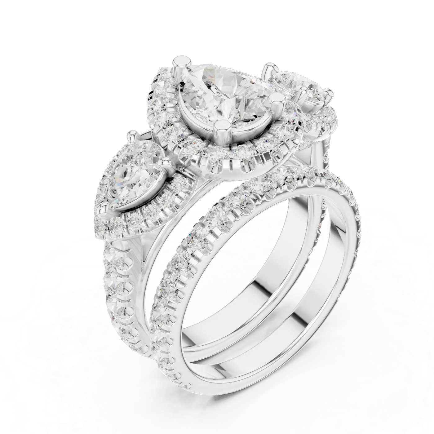 Bague de fiançailles Dahlia 1,28 ct n°3 en or blanc 18 carats, diamant poire, vue 2