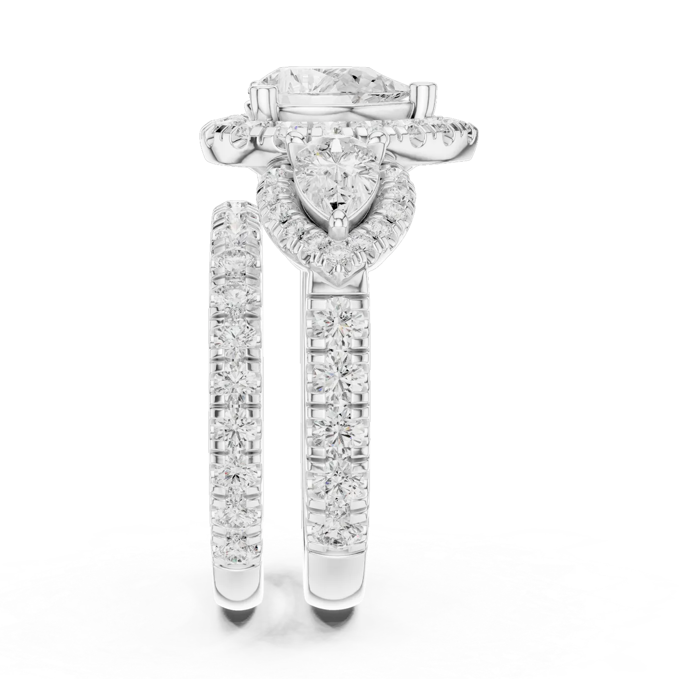 Bague de fiançailles Dahlia 1,28 ct n°3 en or blanc 18 carats, diamant poire, vue 3