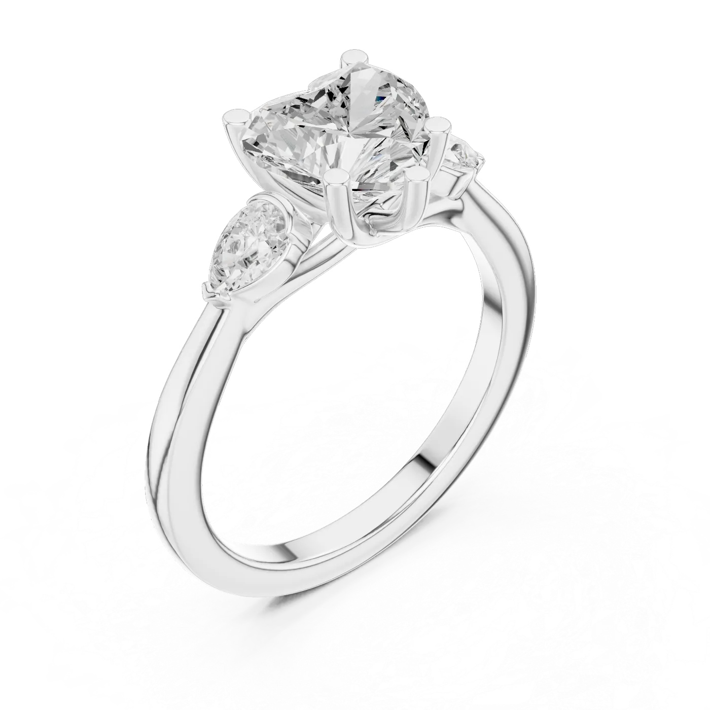 Bague de fiançailles Dahlia 2,05 ct en or blanc 18 carats, diamant poire, vue 2