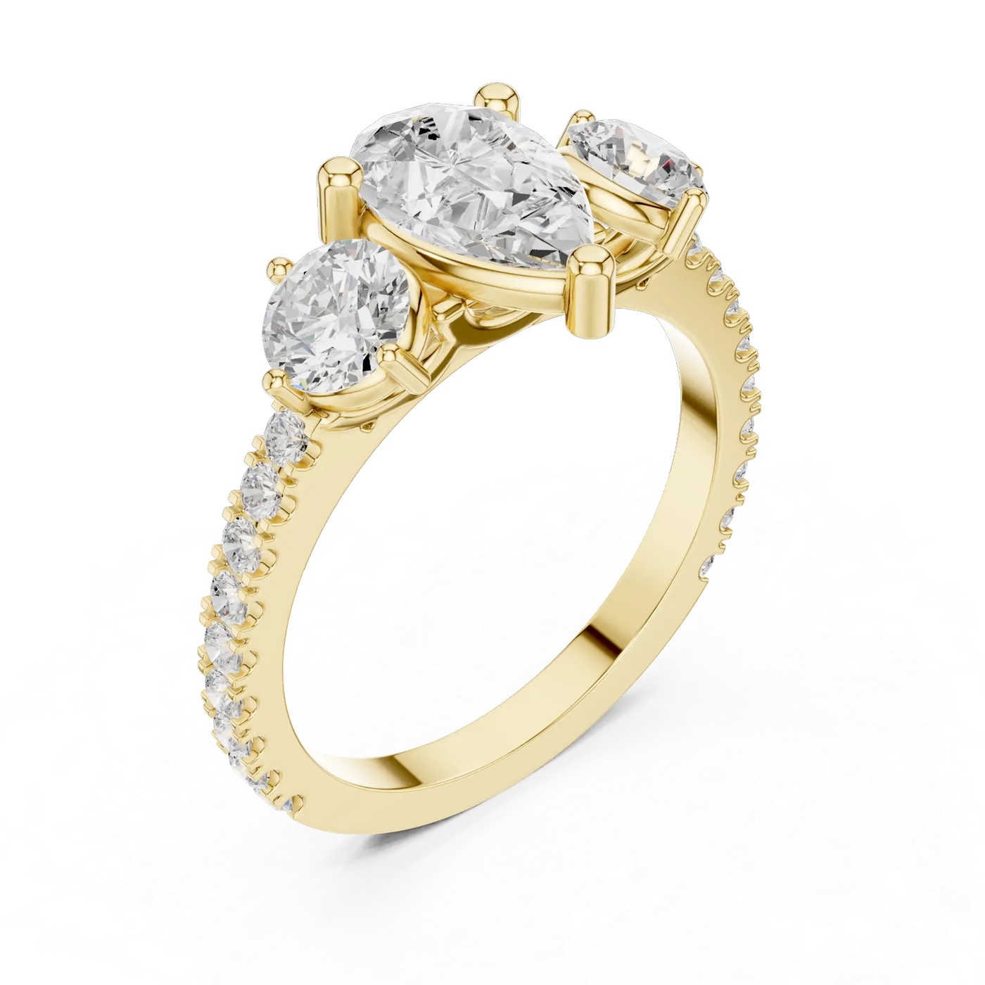 Bague de fiançailles Dahlia 0,99 ct n°3 en or jaune 18 carats, diamant poire, vue 2