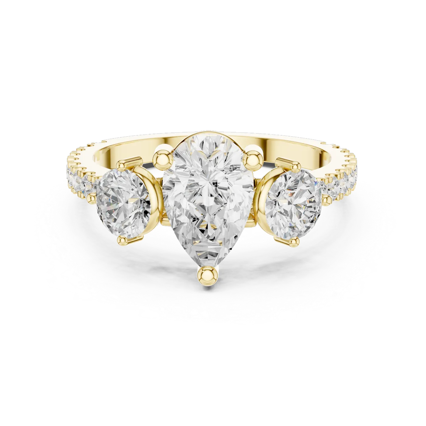 Bague de fiançailles Dahlia 0,99 ct n°3 en or jaune 18 carats, diamant poire, vue 4