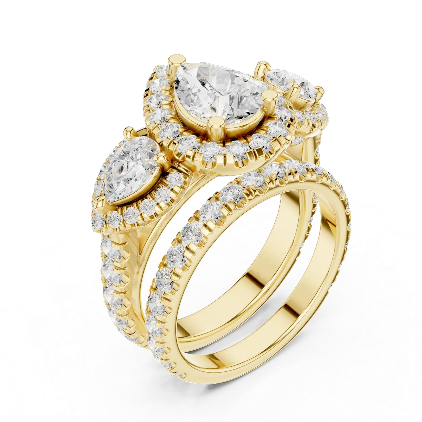 Bague de fiançailles Dahlia 1,28 ct n°3 en or jaune 18 carats, diamant poire, vue 2