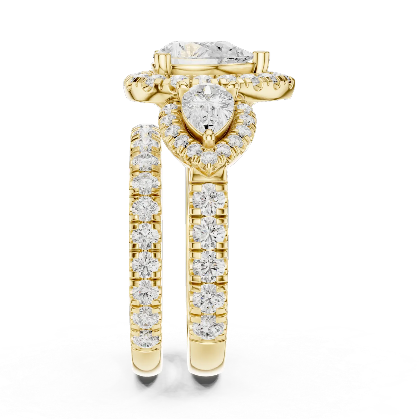 Bague de fiançailles Dahlia 1,28 ct n°3 en or jaune 18 carats, diamant poire, vue 3