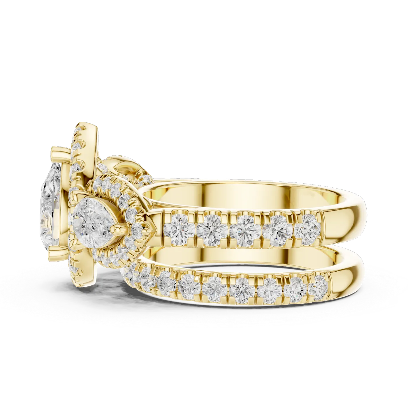 Bague de fiançailles Dahlia 1,28 ct n°3 en or jaune 18 carats, diamant poire, vue 4