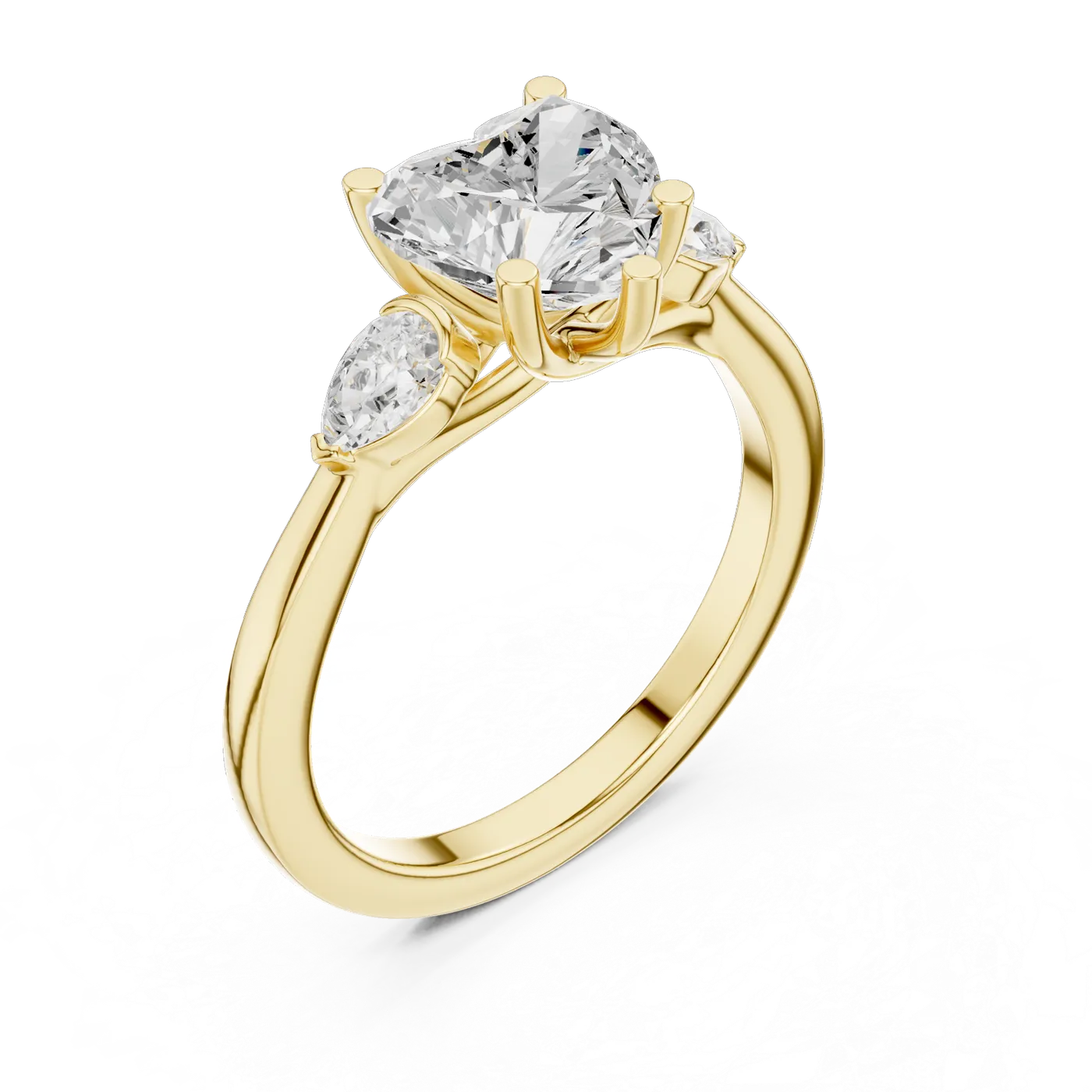 Bague de fiançailles Dahlia 2,05 ct en or jaune 18 carats, diamant poire, vue 2