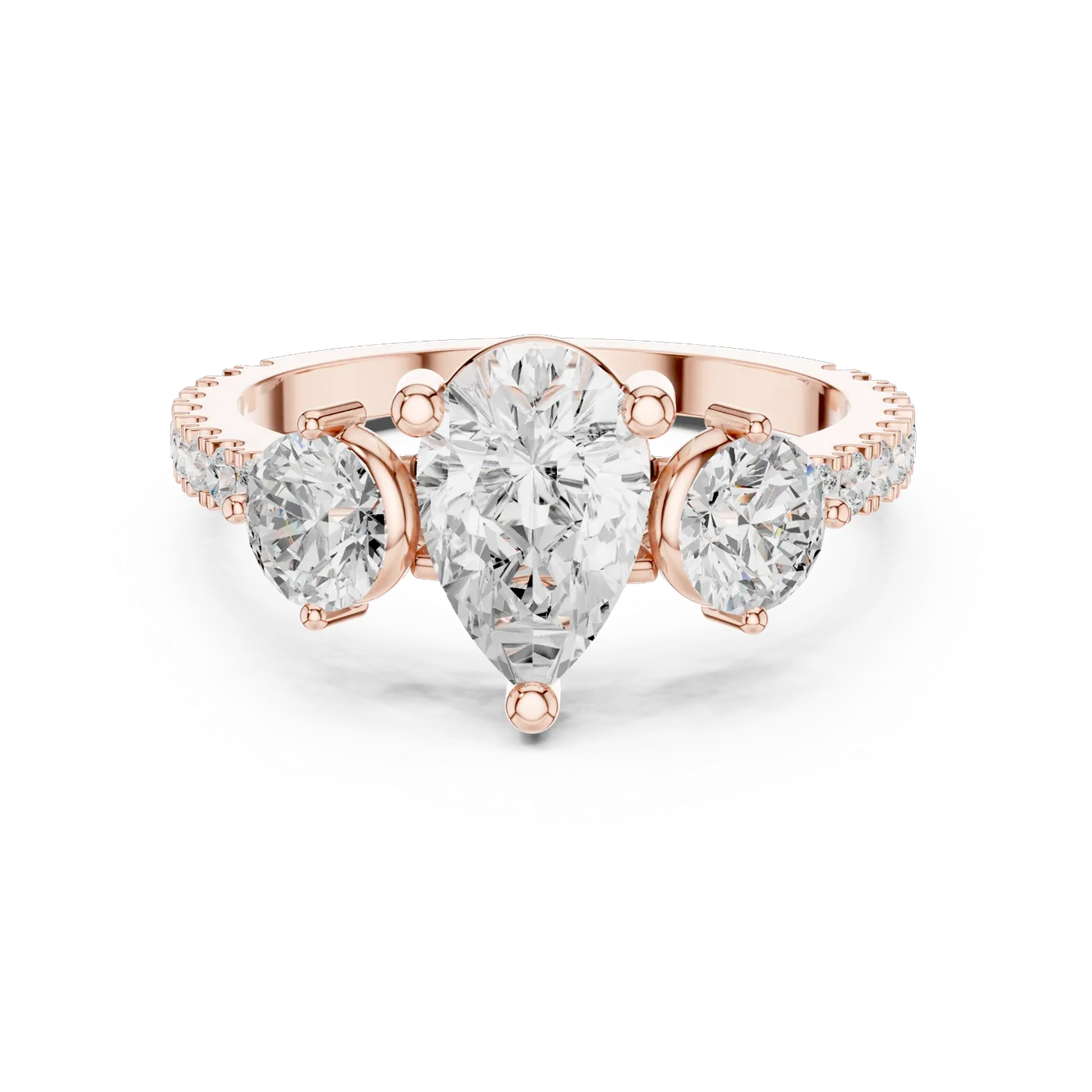 Bague de fiançailles Dahlia 0,99 ct n°3 en or rose 18 carats, diamant poire, vue 4