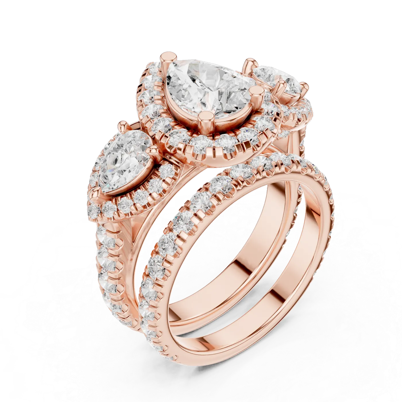 Bague de fiançailles Dahlia 1,28 ct n°3 en or rose 18 carats, diamant poire, vue 2