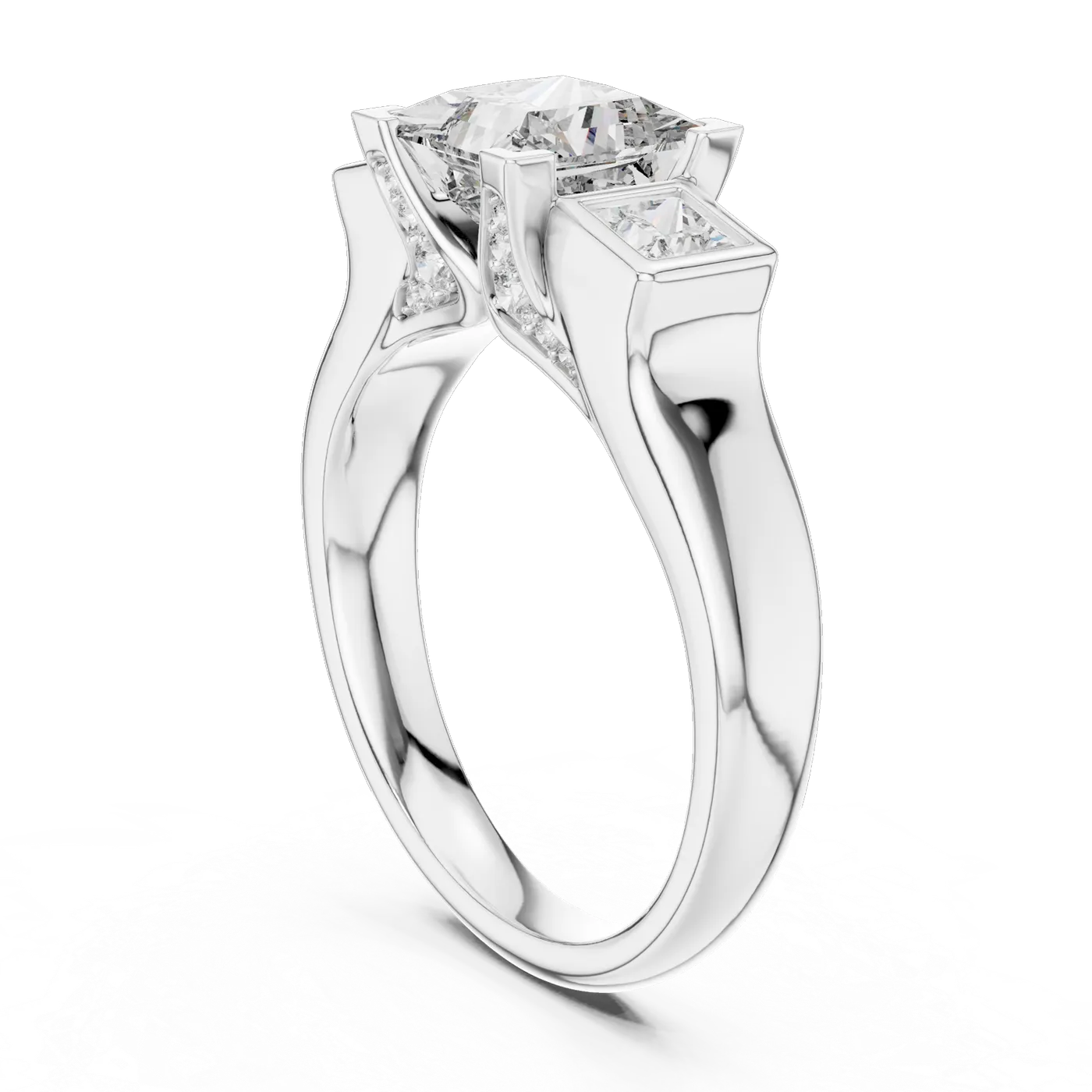 Bague de fiançailles Camélia 1,52 ct en or blanc 18 carats, diamant princesse, vue 1