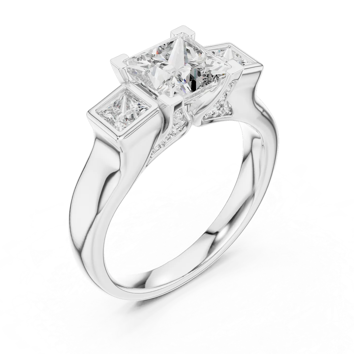 Bague de fiançailles Camélia 1,52 ct en or blanc 18 carats, diamant princesse, vue 2