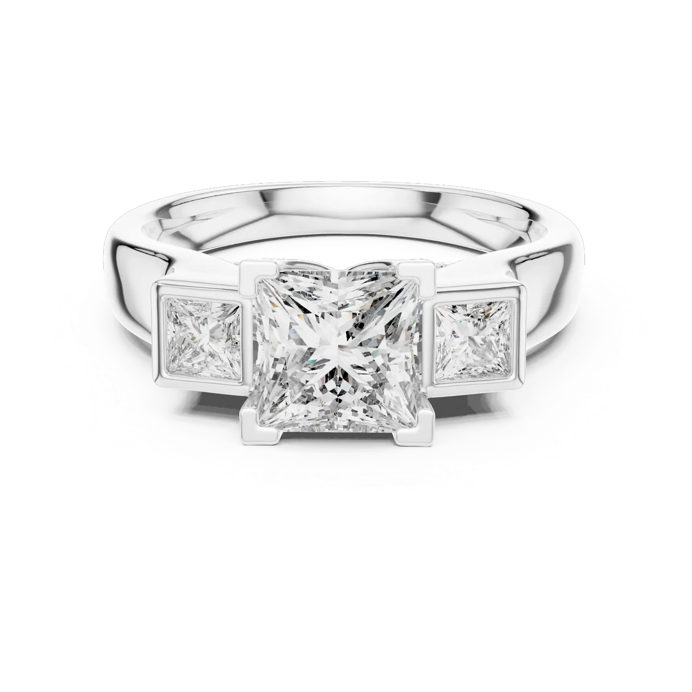 Bague de fiançailles Camélia 1,52 ct en or blanc 18 carats, diamant princesse, vue 4