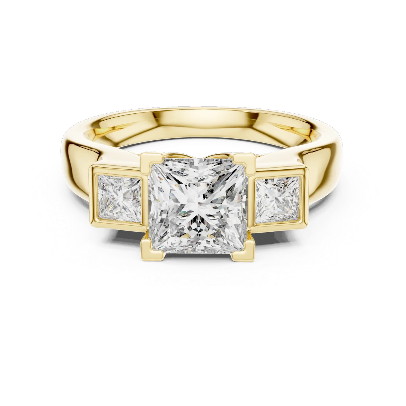 Bague de fiançailles Camélia 1,52 ct en or jaune 18 carats, diamant princesse, vue 4