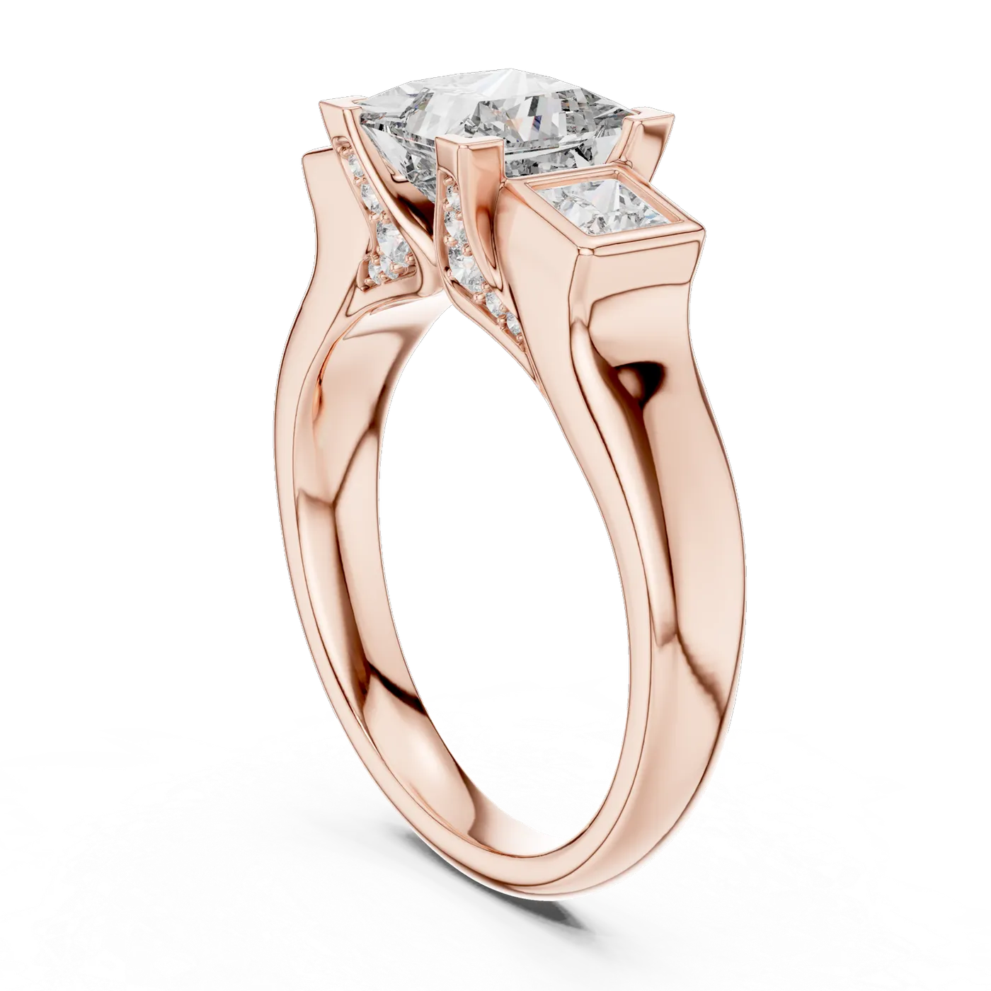 Bague de fiançailles Camélia 1,52 ct en or rose 18 carats, diamant princesse, vue 1