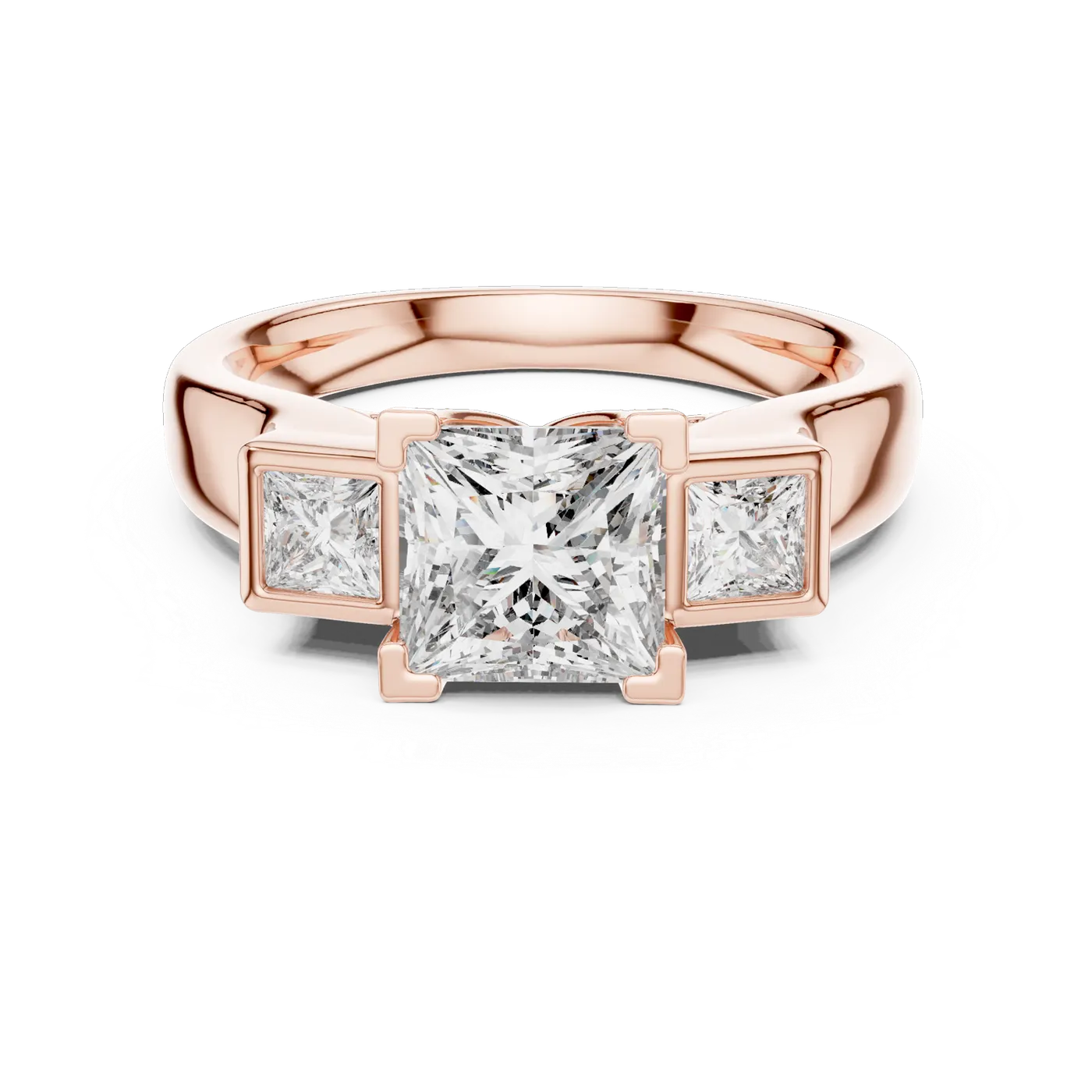 Bague de fiançailles Camélia 1,52 ct en or rose 18 carats, diamant princesse, vue 4
