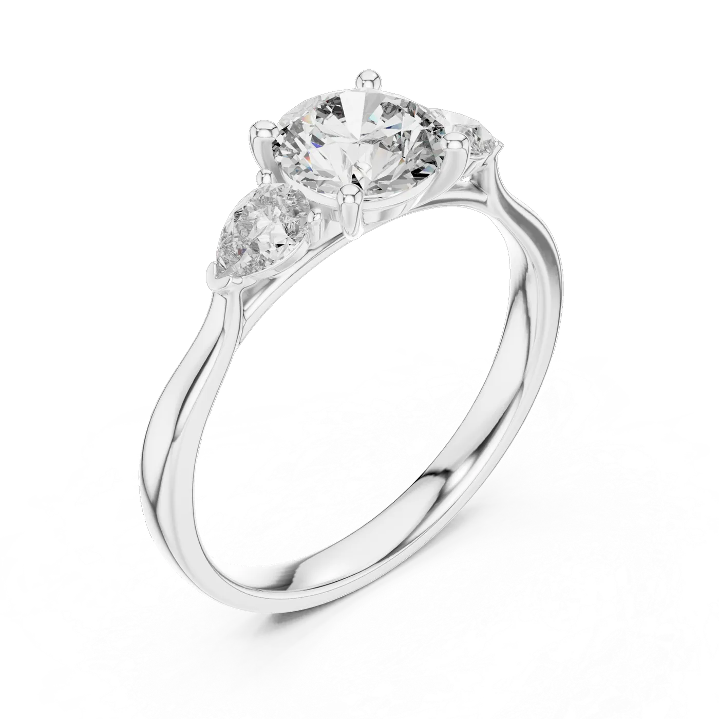 Bague de fiançailles Marguerite 0,73 ct en or blanc 18 carats, diamant rond, vue 2