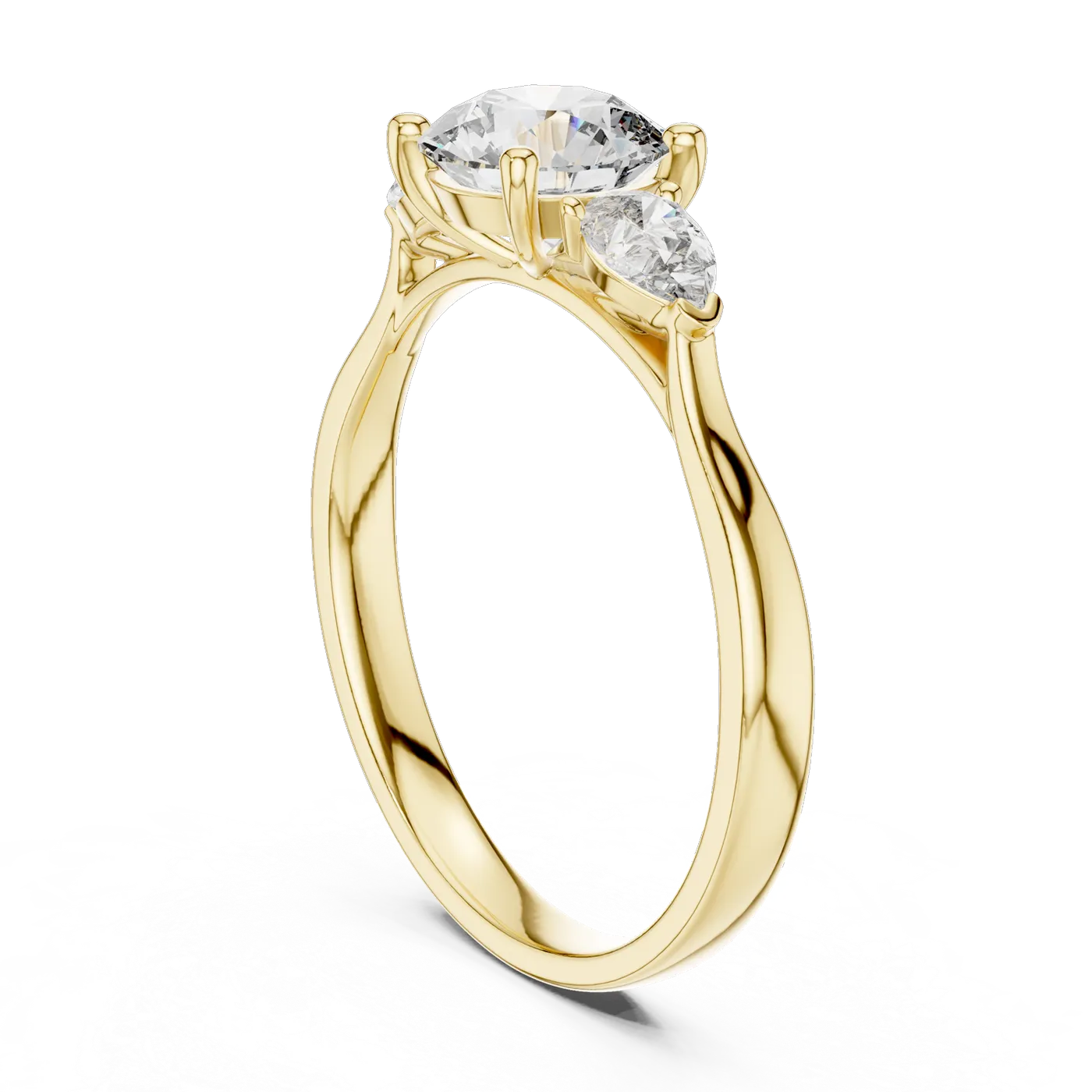 Bague de fiançailles Marguerite 0,73 ct en or jaune 18 carats, diamant rond, vue 1