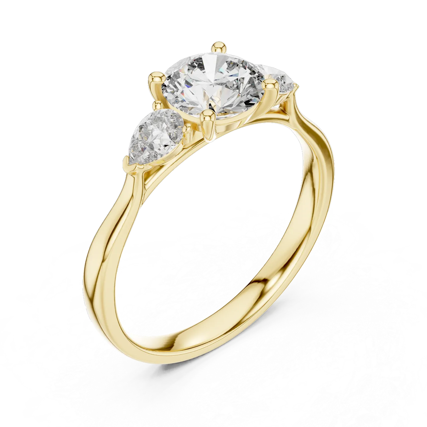 Bague de fiançailles Marguerite 0,73 ct en or jaune 18 carats, diamant rond, vue 2