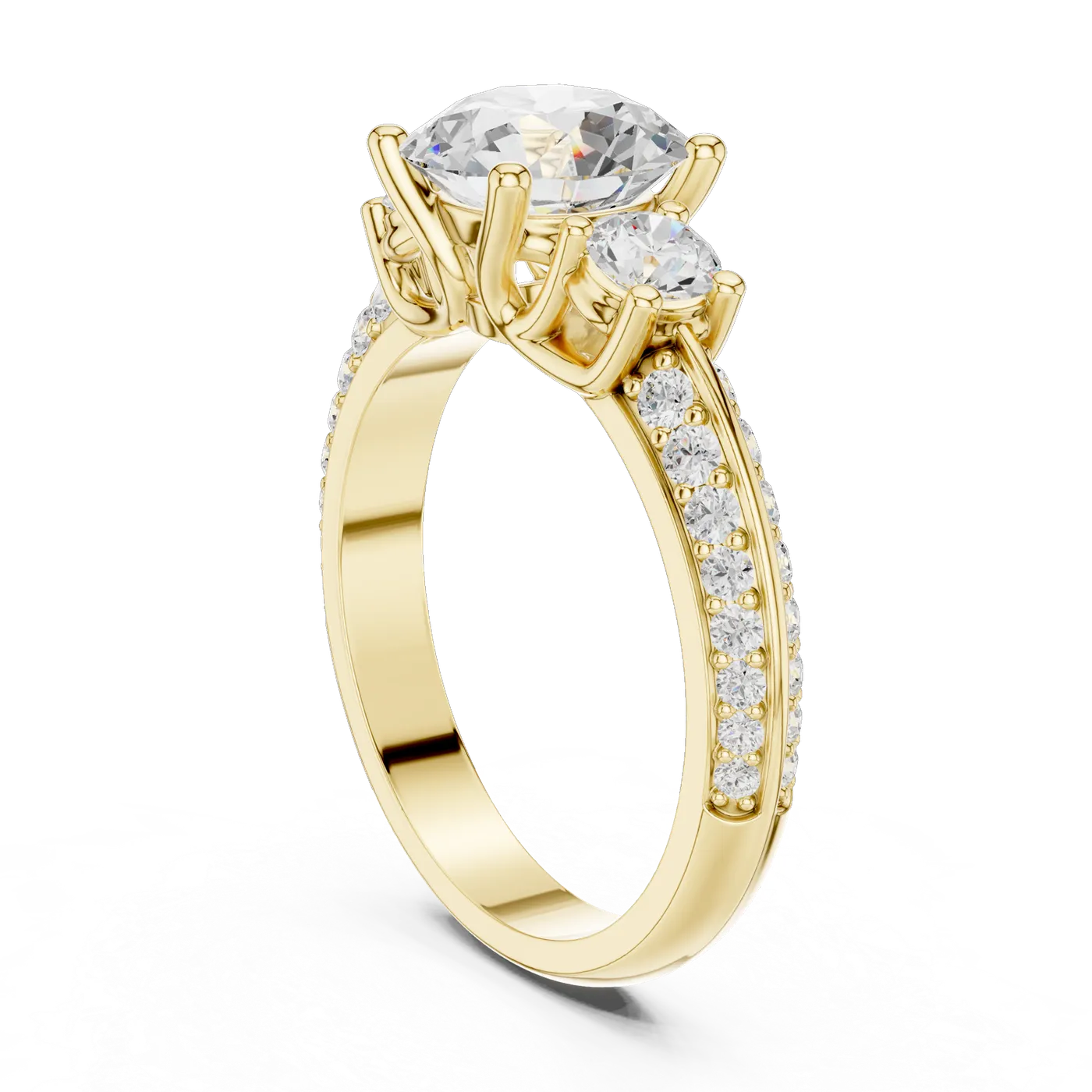 Bague de fiançailles Marguerite 1,92 ct n°2 en or jaune 18 carats, diamant rond, vue 1
