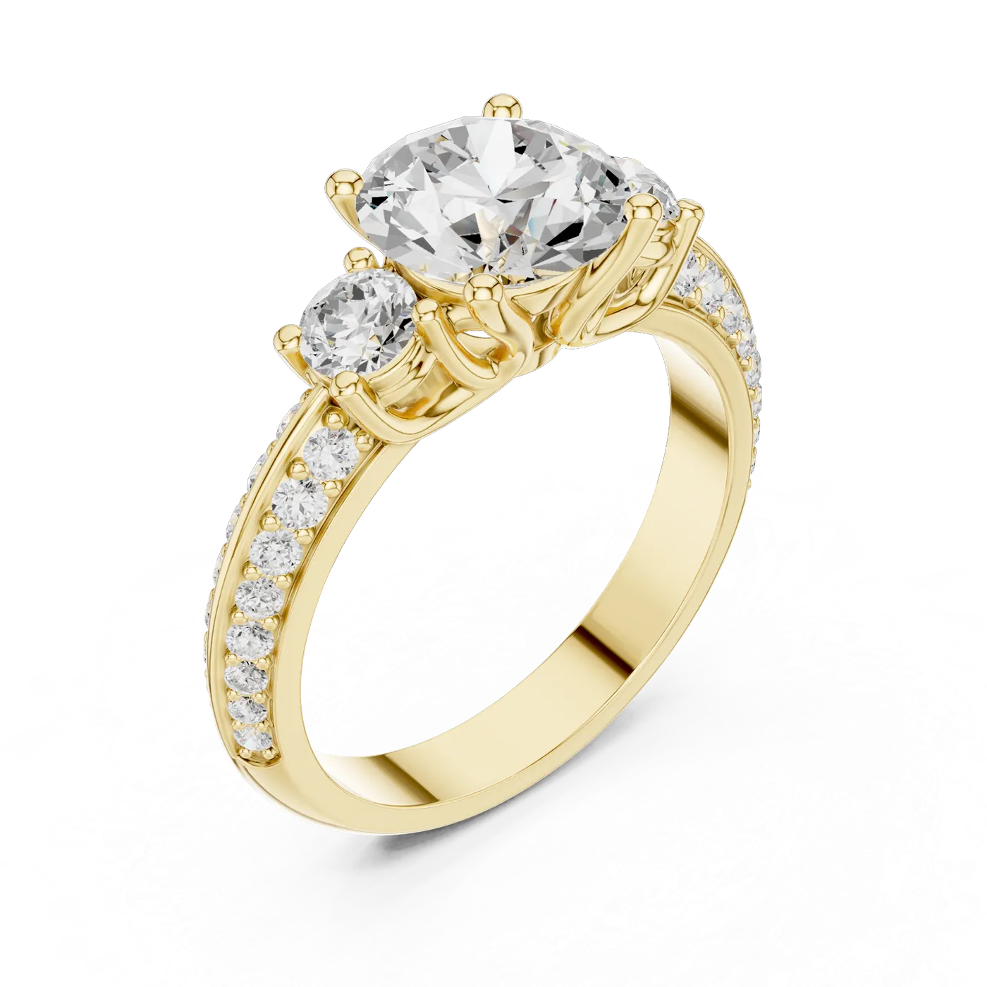 Bague de fiançailles Marguerite 1,92 ct n°2 en or jaune 18 carats, diamant rond, vue 2