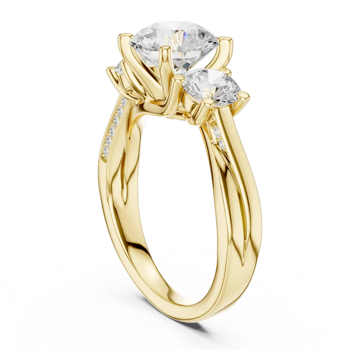 Bague de fiançailles Marguerite 1,92 ct n°3 en or jaune 18 carats, diamant rond, vue 1