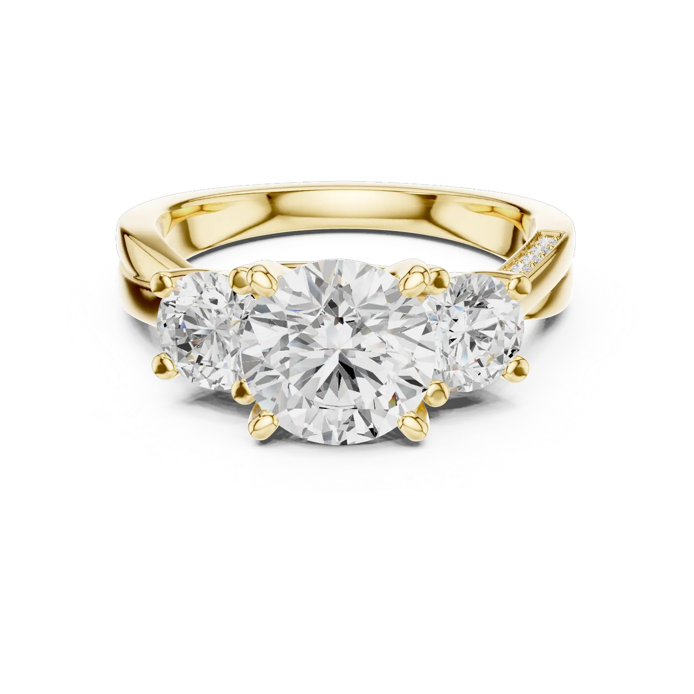 Bague de fiançailles Marguerite 1,92 ct n°3 en or jaune 18 carats, diamant rond, vue 4