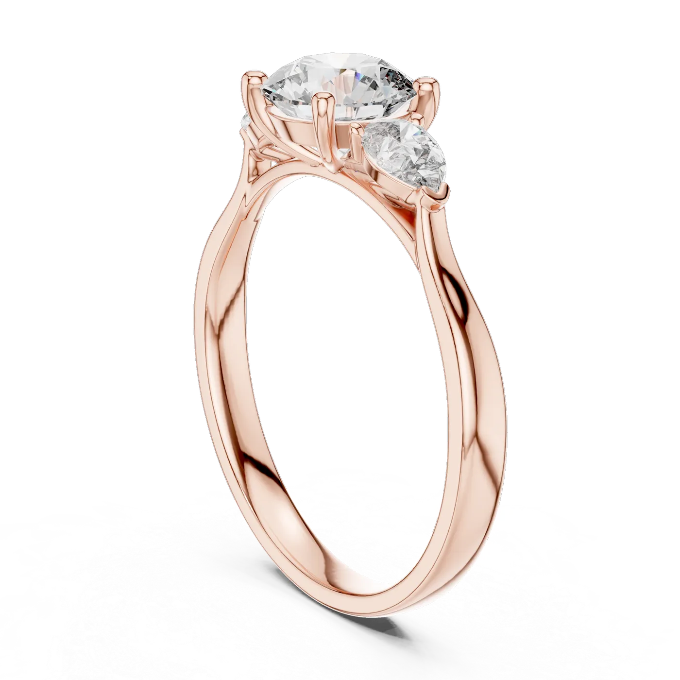 Bague de fiançailles Marguerite 0,73 ct en or rose 18 carats, diamant rond, vue 1