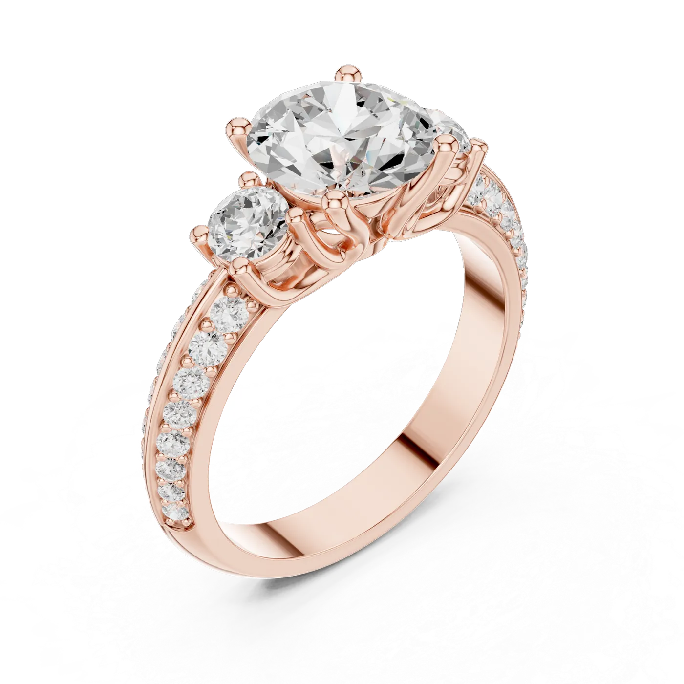Bague de fiançailles Marguerite 1,92 ct n°2 en or rose 18 carats, diamant rond, vue 2