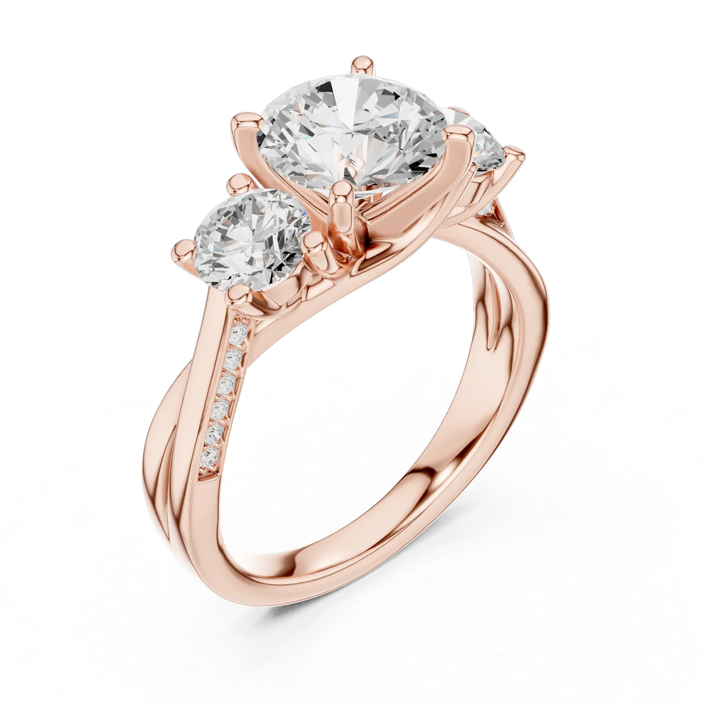 Bague de fiançailles Marguerite 1,92 ct n°3 en or rose 18 carats, diamant rond, vue 2