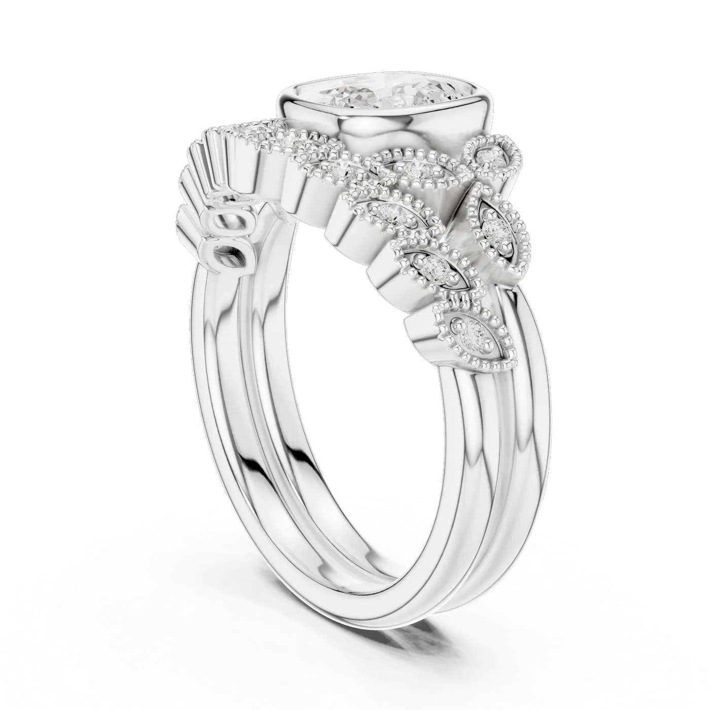 Bague de fiançailles Pivoine 1,92 ct en or blanc 18 carats, diamant coussin, vue 1