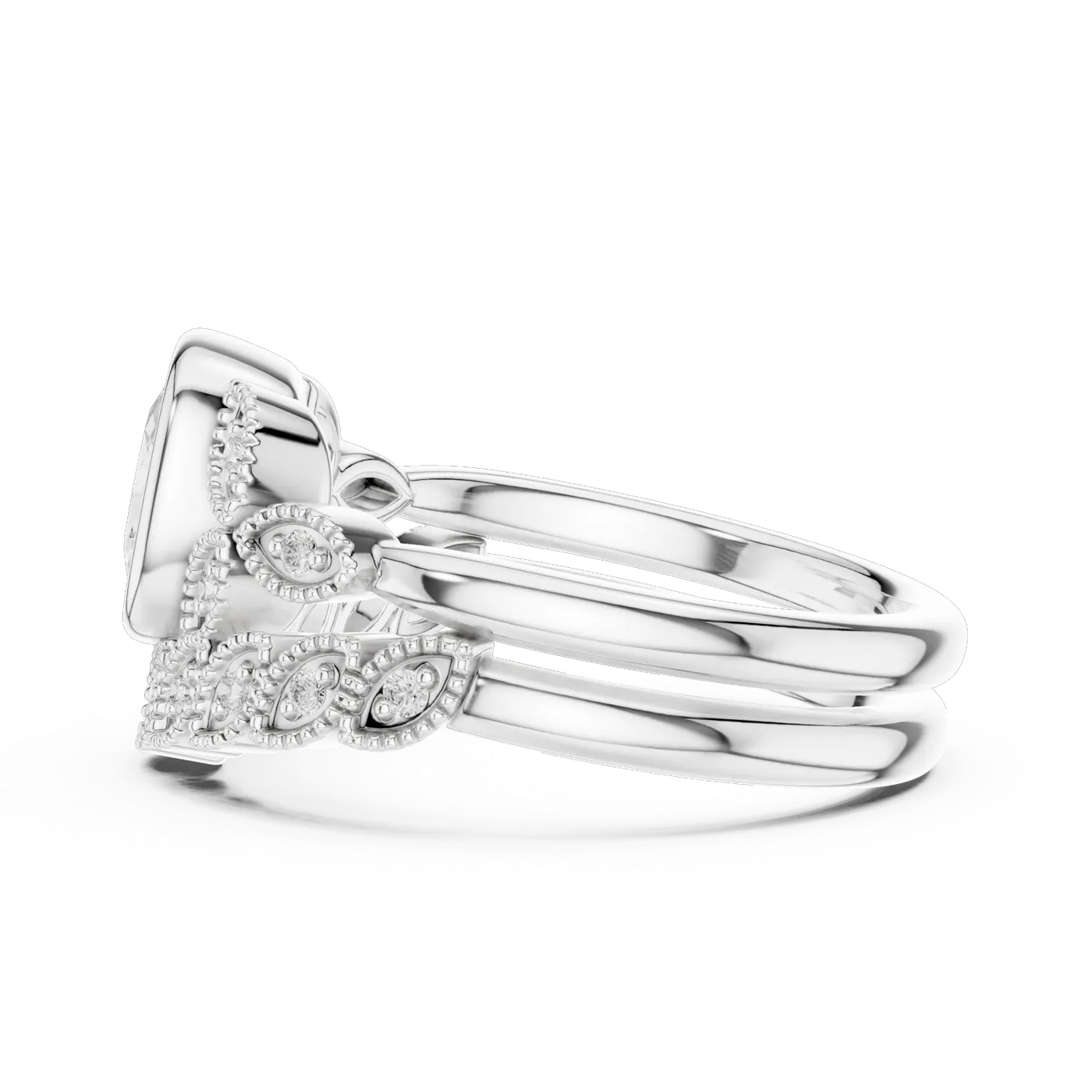 Bague de fiançailles Pivoine 1,92 ct en or blanc 18 carats, diamant coussin, vue 3