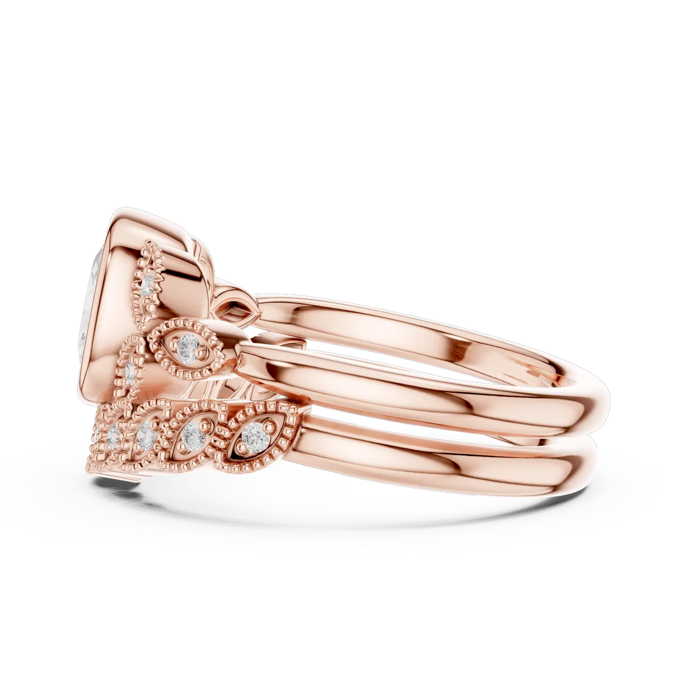 Bague de fiançailles Pivoine 1,92 ct en or rose 18 carats, diamant coussin, vue 3