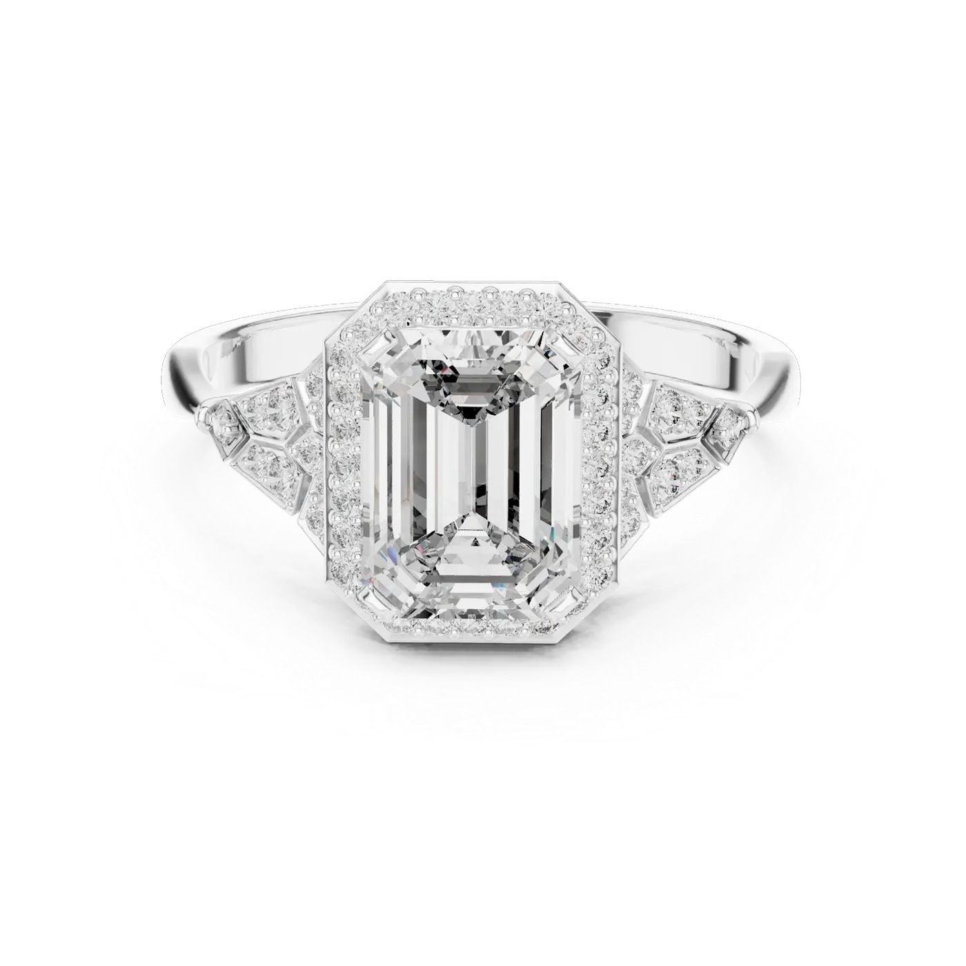 Bague de fiançailles Iris 1,18 ct en or blanc 18 carats, diamant taille émeraude, vue 4