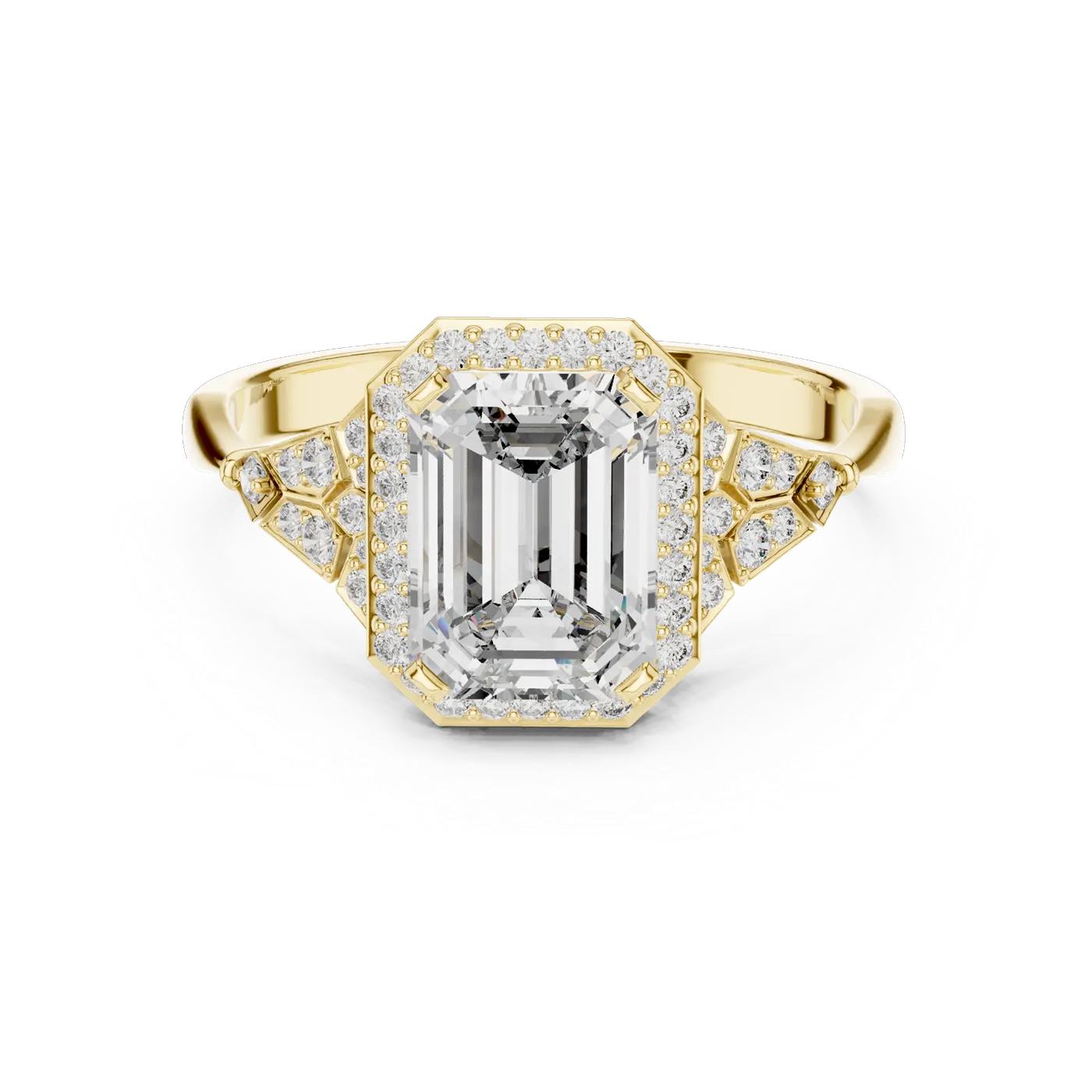Bague de fiançailles Iris 1,18 ct en or jaune 18 carats, diamant taille émeraude, vue 4