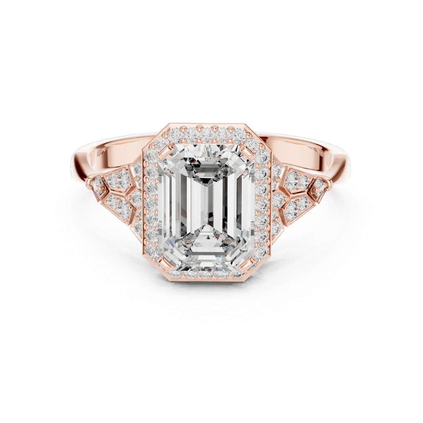 Bague de fiançailles Iris 1,18 ct en or rose 18 carats, diamant taille émeraude, vue 4