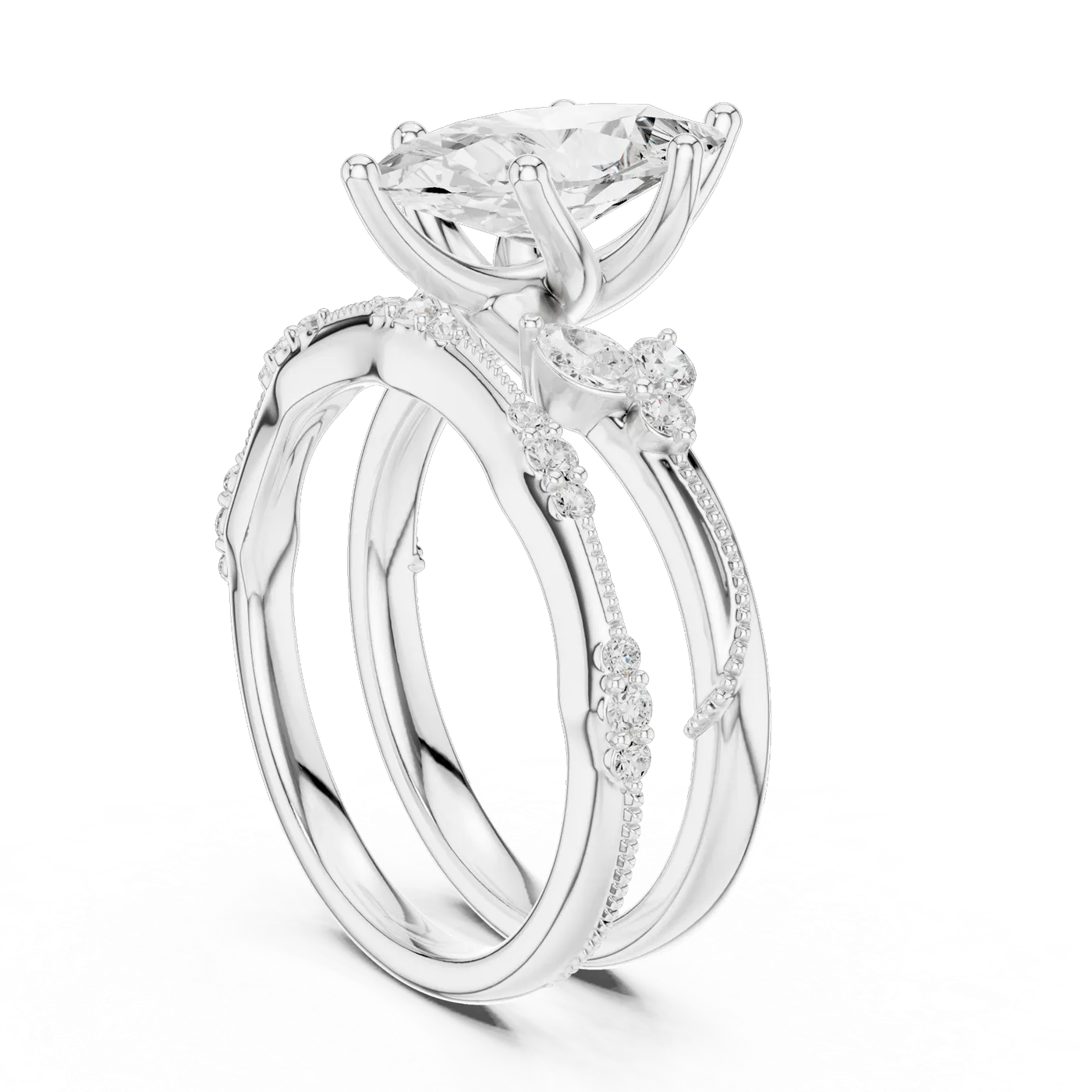 Bague de fiançailles Lys 1,72 ct en or blanc 18 carats, diamant marquise, vue 1