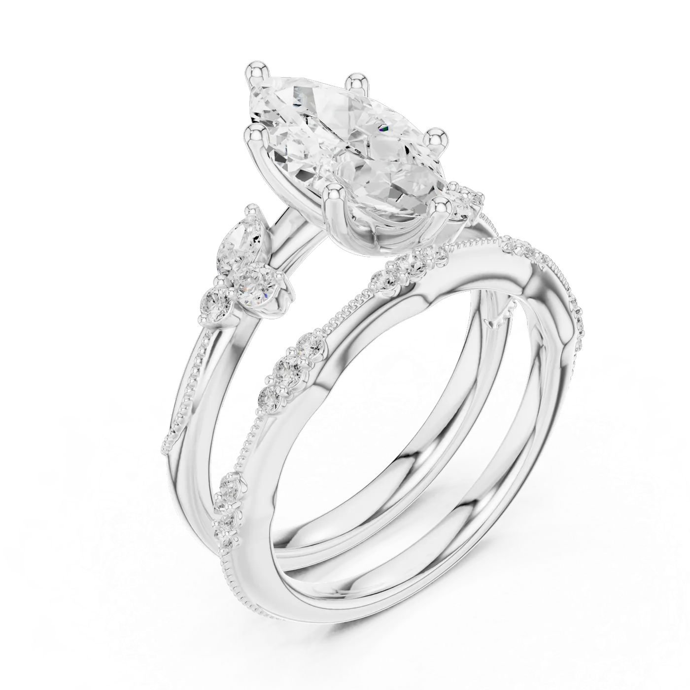 Bague de fiançailles Lys 1,72 ct en or blanc 18 carats, diamant marquise, vue 2
