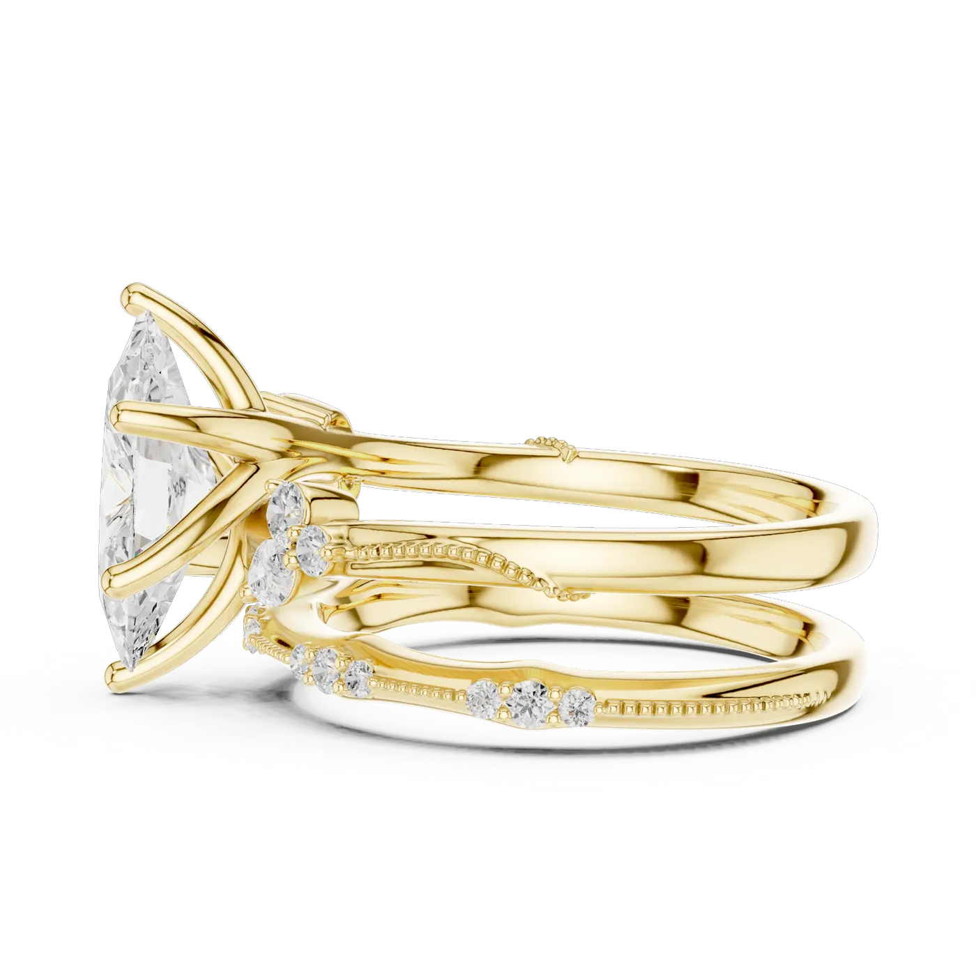 Bague de fiançailles Lys 1,72 ct en or jaune 18 carats, diamant marquise, vue 4