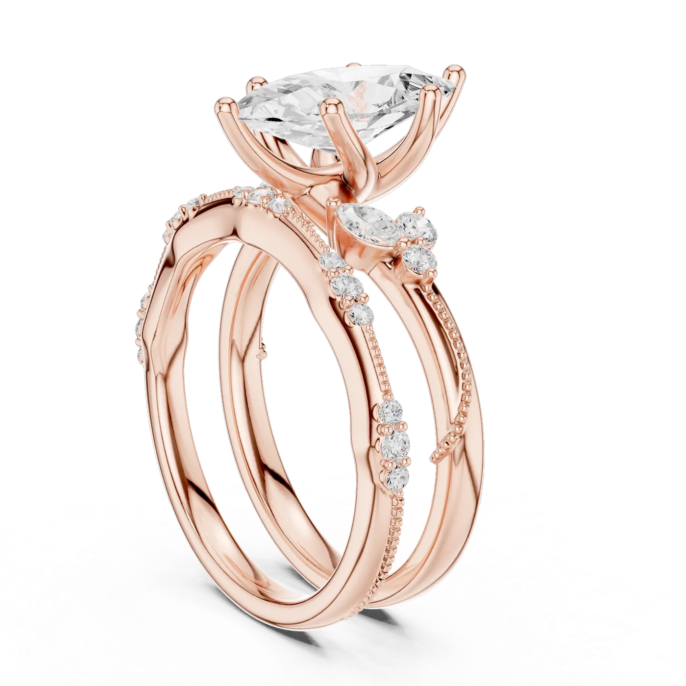Bague de fiançailles Lys 1,72 ct en or rose 18 carats, diamant marquise, vue 1
