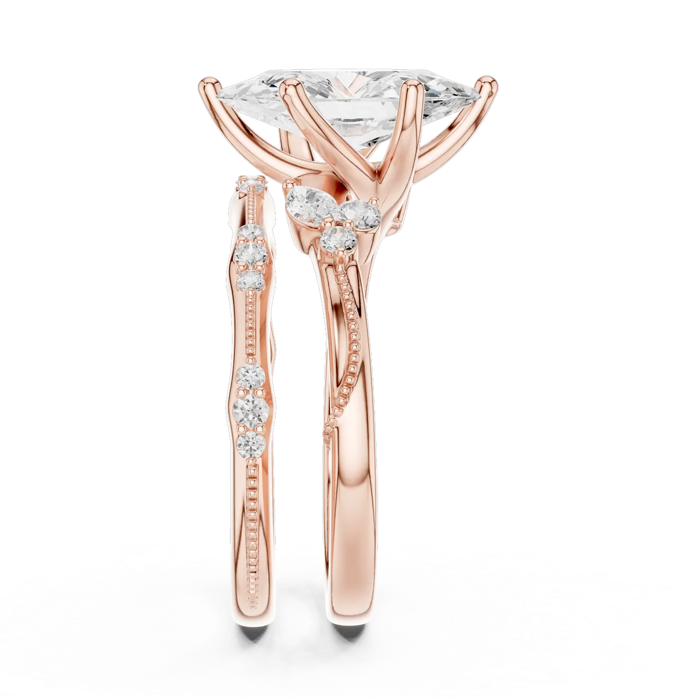 Bague de fiançailles Lys 1,72 ct en or rose 18 carats, diamant marquise, vue 3