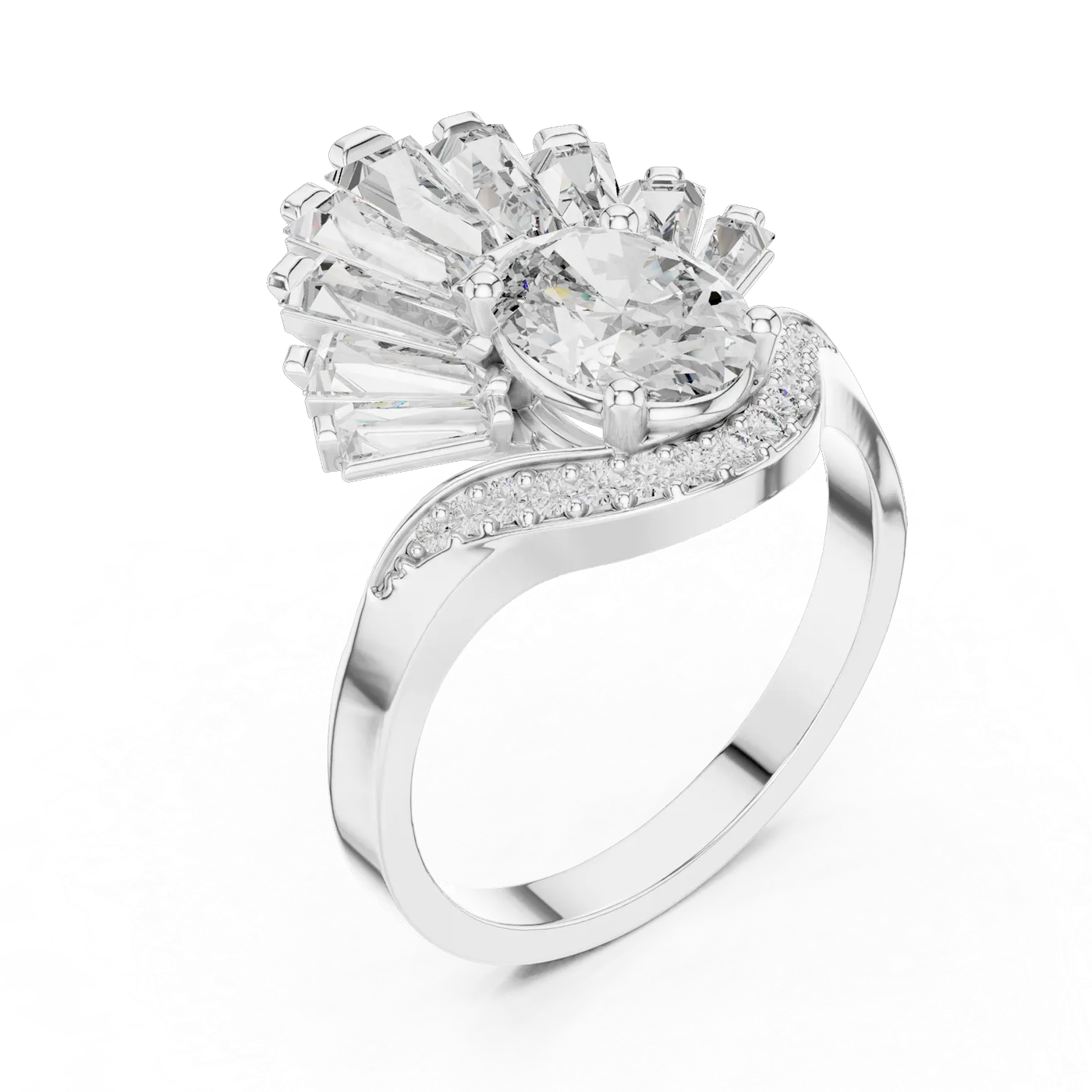 Bague de fiançailles Magnolia 1,04 ct en or blanc 18 carats, diamant ovale, vue 2